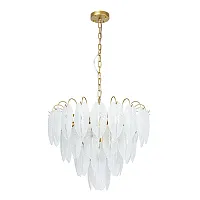 Люстра подвесная Эви (Evie) A4052LM-12SG Arte Lamp белая прозрачная на 12 ламп, основание матовое золото золотое в стиле классический арт-деко Люстра подвесная Эви (Evie) A4052LM-12SG Arte Lamp белая прозрачная на 12 ламп, основание матовое золото золотое в стиле классический арт-деко